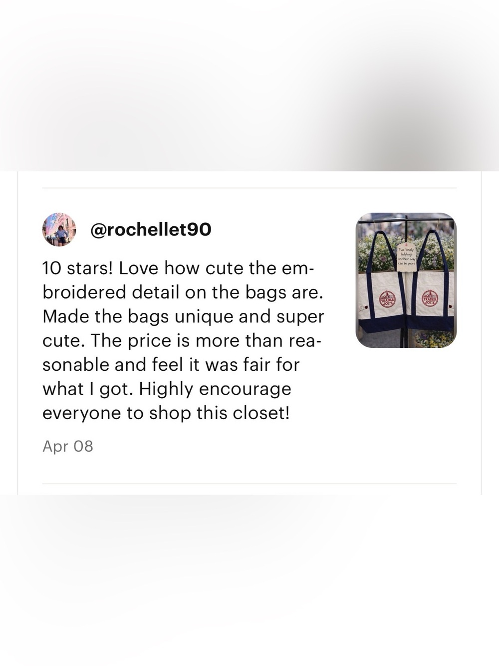 Trader Joe’s Mini Canvas Tote Bags with Custom Embroidery - Picture 7 of 10
